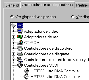 La Hot Rod 66 en el Administrador de Dispositivos del Panel de Control de Windows