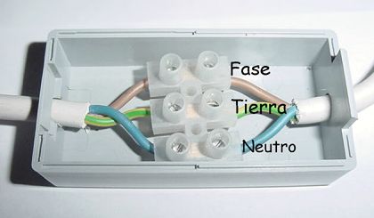 Fotografía de los cables conectados a la ficha de empalme