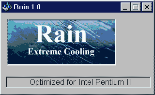 Pantalla del cooler por software Rain, optimizado en este caso para Pentium II
