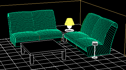 Escena en estructura de polígonos, sin renderizar